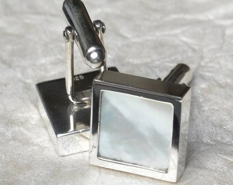 Mother of Pearl Cufflinks in Sterling Silver