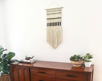 Woven Wall hanging, Mid Century Modern, Macrame Wall Hanging, "Little Gem"