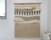 Large Woven Tapestry Wall Hanging, Macramé Wall Hanging, Mid Century Modern "Geo"
