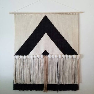 Large Wall hanging, Weaving, Woven Wall Hanging, Statement piece, Black and White, XL Bohem image 2