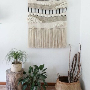 Large Woven Tapestry Wall Hanging, Macramé Wall Hanging, Mid Century Modern Geo image 2