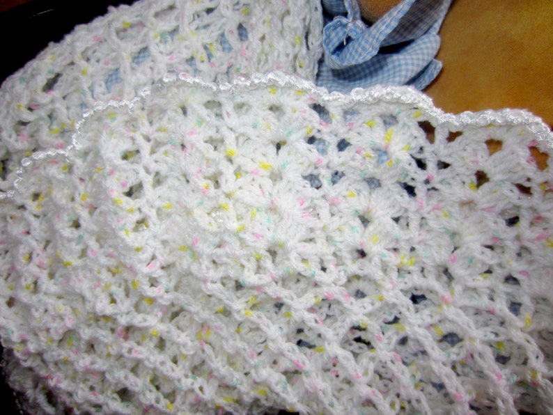 Handmade Crochet Baptism Birth Shawl Green White Layette Wool Speckled Yellow Baby Bed Pink Cradle Blanket Home Living Blankets Throws Safarni Org