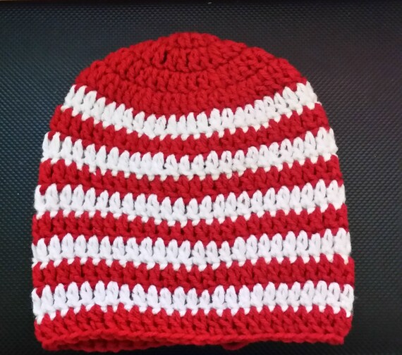 red and white beanie