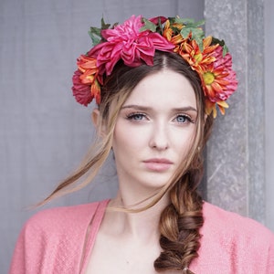 Floral Headband with bright colored florals image 1