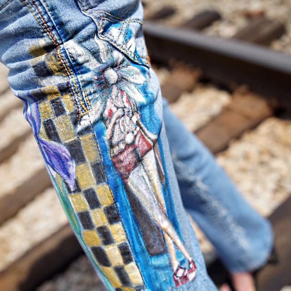 Hand Painted Jeans Etsy