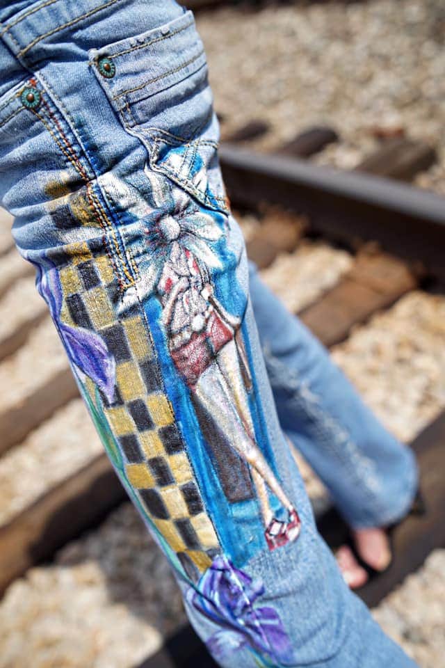 Hand Painted Denim Jeans Etsy