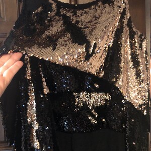 Mermaid sequin black to gold tunic top with double layers and high low hem image 3