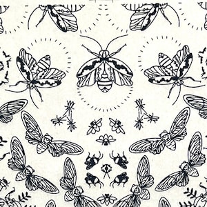 Insects + Bugs Ceramic Underglaze Transfers Decal - Tissue / Rice Paper - Micro Medallions - BLACK