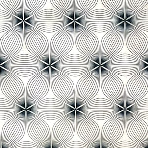 Geometric Flower Ceramic Underglaze Transfer Decal - Tissue / Rice Paper - Petalos - BLACK