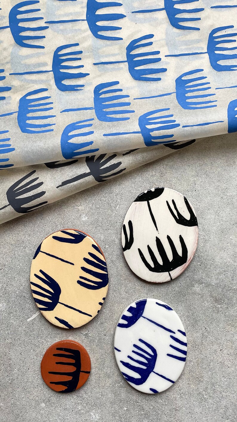 Floral Underglaze Ceramic Transfer Decal - Floral Comb - Tissue / Rice ...