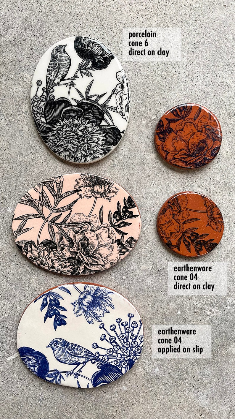 Underglaze Ceramic Transfer Decal Vintage Floral & Birds Etsy
