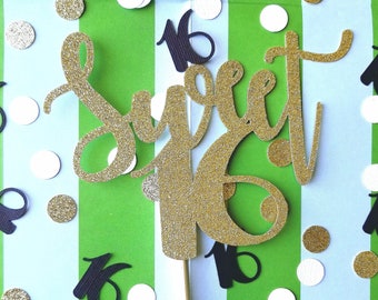 Sweet Sixteen Cake Topper and Confetti