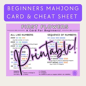 Beginner Mahjong Card| Learning Mahj | First Mahjong | Updated colors!