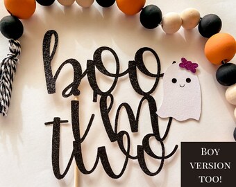 Boo I'm Two! Cake topper, centerpiece. October topper. Halloween decor.