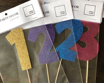 Glitter number cake toppers!