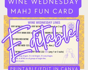 Fun Mahj Card Template | Wine Wednesday | Girls Night