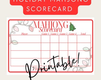 Christmas Mahjong Scorecard | Holiday Mahj | Merry Mahjong
