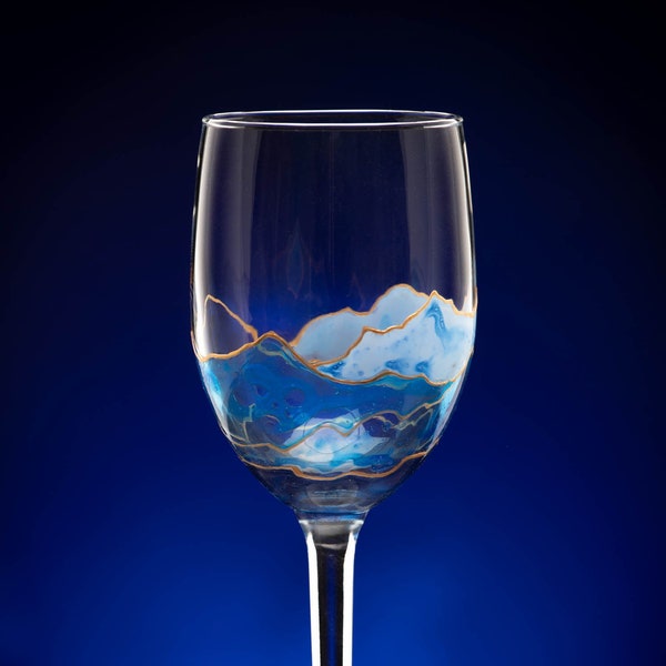 Blue Majestic Mountain Wine Glass