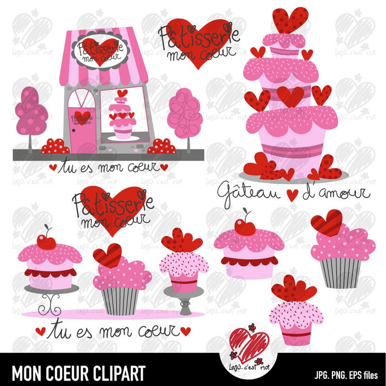 cake and cupcakes clip art instant download Cake shop Mon amour Clip art...Cake shop