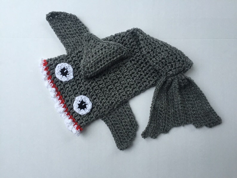 Crochet Shark Shark Blanket Newborn Outfit Cacoon Shark Photo Prop Crochet Newborn Outfit Crochet Shark Sac Newborn Photo Prop Set