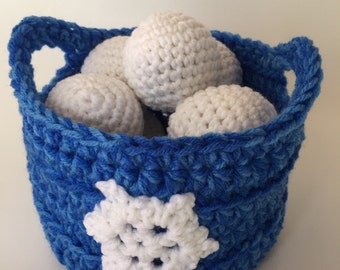 Indoor Snowball Fight, Crochet Snowball Set, Snowballs and Basket