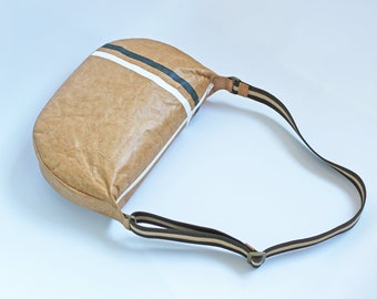 Minimalist and Retro Tyvek® Crossbody Bag, Eco-friendly Vegan Unisex Crossbody Bag/ Shoulder Bag/ Hobo Bag/ Saddle Bag with Unique Design