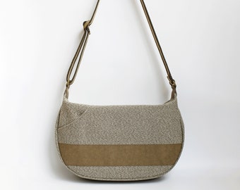 Bolso bandolera minimalista y retro de tela Pepper & Salt, bolso bandolera unisex vegano ecológico/bolso de hombro/bolso hobo con diseño único.