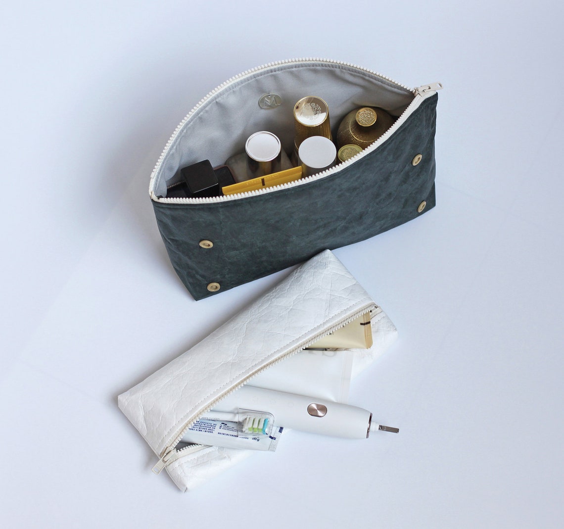 Minimalist Tyvek® Cosmetic Bag Lightweight Vegan Makeup Bag/ Etsy