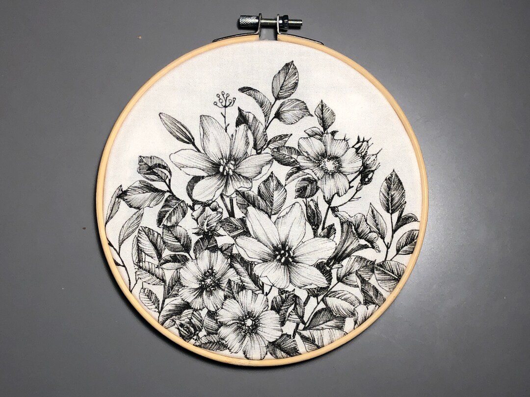 Hand Drawn Embroidery Hoop Wall Decor Etsy