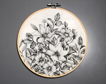 Hand Drawn Embroidery Hoop Wall Decor