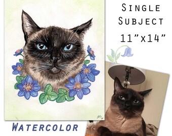 11x14 Single Subject Custom Watercolor Pet Portrait