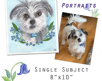 8x10 Single Subject Custom Watercolor Pet Portrait