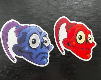 Halloweentown Vinyl Die Cut Red & Blue Headphone Stickers