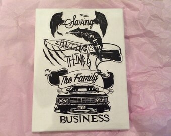 Supernatural TV Show Custom Hand Painted 9x12 Canvas Painting