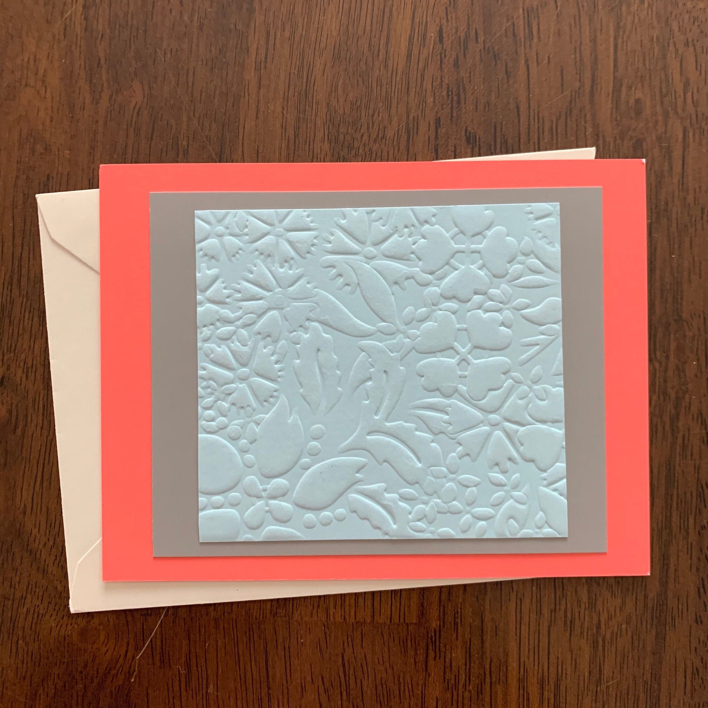 Blue Embossed Floral Notecard & Envelope Set of 2 Blank Cards Paper ...