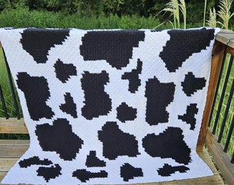 Cow Print Crochet Blanket