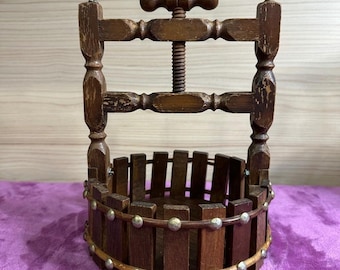 Vintage Wood Wishing Well Nut Cracker And Bowl Walnuts Pecans