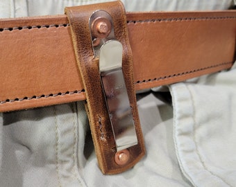 Belt clip key keeper, utility key fob holder, removable metal and leather belt slide key clip, handy key caddy, fathers day.