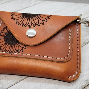Combo de billetera de pulsera de cuero, llavero, guardián de llaves, billetera de tarjeta, mini billetera de cuero, bolsa de girasol, billetera unisex, color brida inglesa