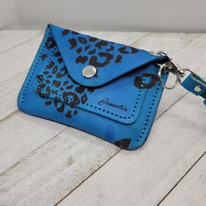 combo de billetera de pulsera de cuero, pulsera con estampado de leopardo, llavero, guardián de llaves, billetera de tarjetas, mini billetera de cuero, bolsa, billetera con estampado de leopardo
