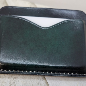 Cartera delgada con bolsillo frontal de cuero hecha a mano, tarjetero minimalista de 3 bolsillos, tarjetero compacto para uso diario y tarjetero.