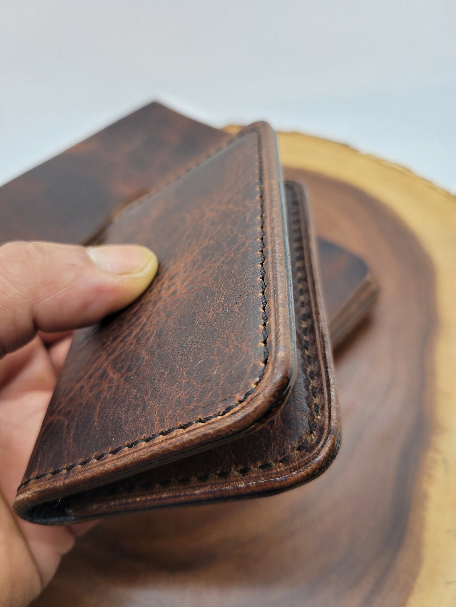 Leather bifold card wallet front pocket wallet slim wallet Etsy