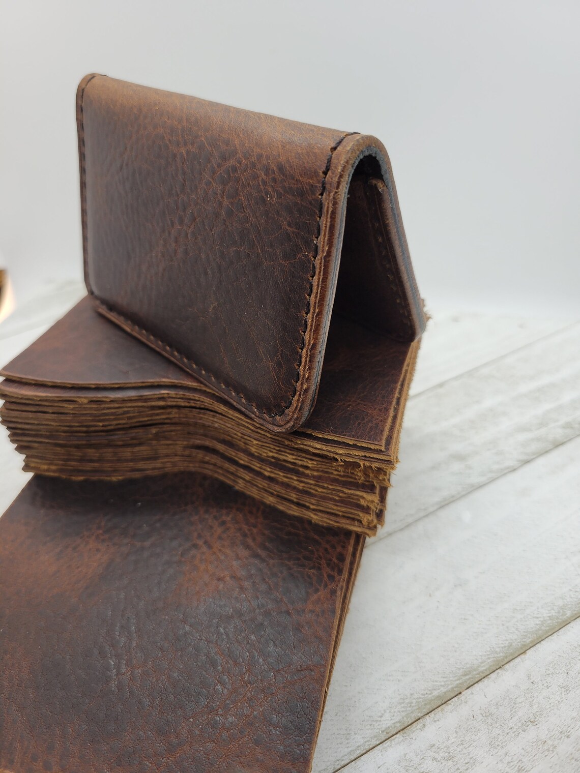 Leather bifold card wallet front pocket wallet slim wallet Etsy