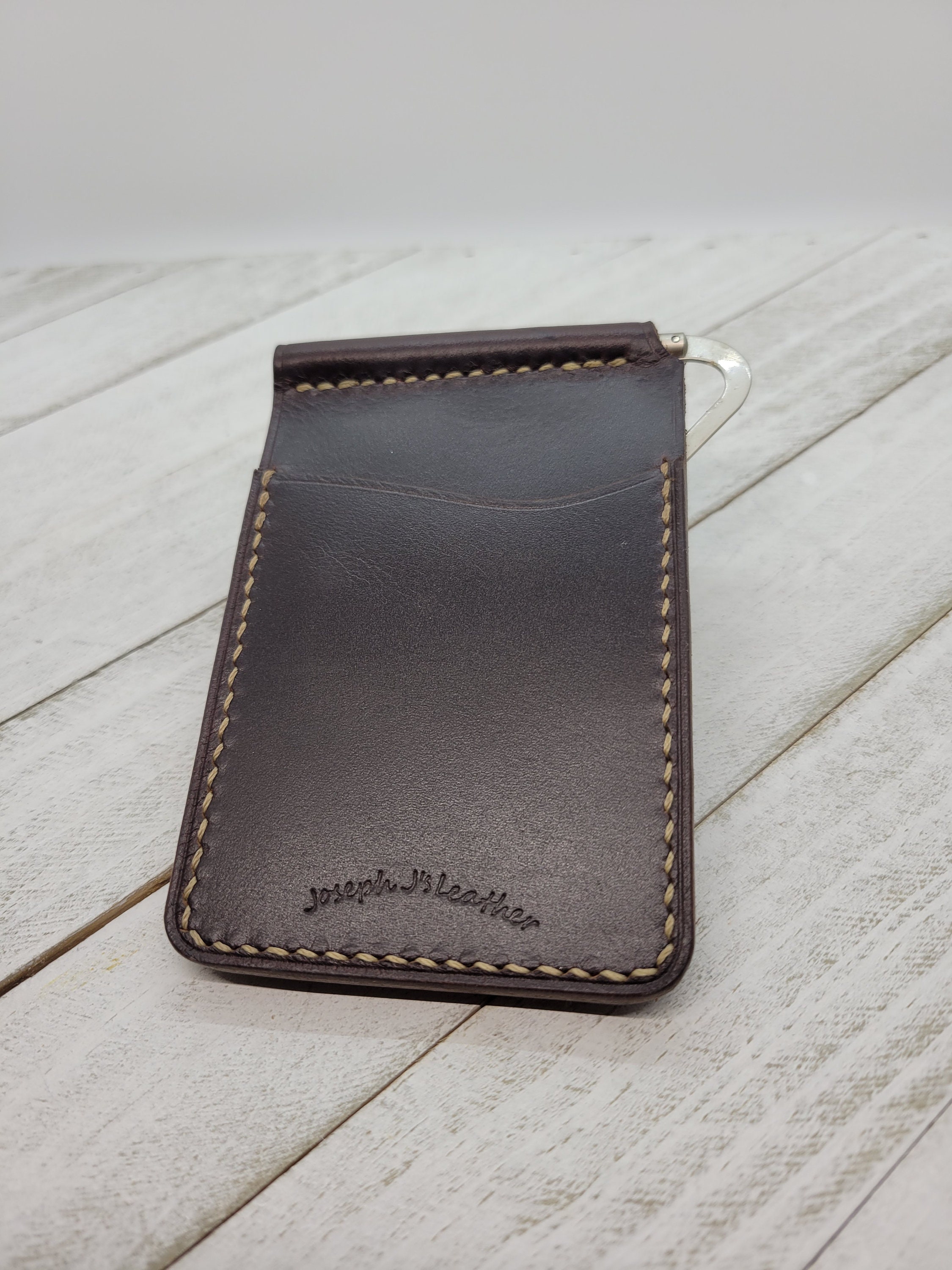Cartera de clip de dinero de cuero hecha a mano billetera de Etsy