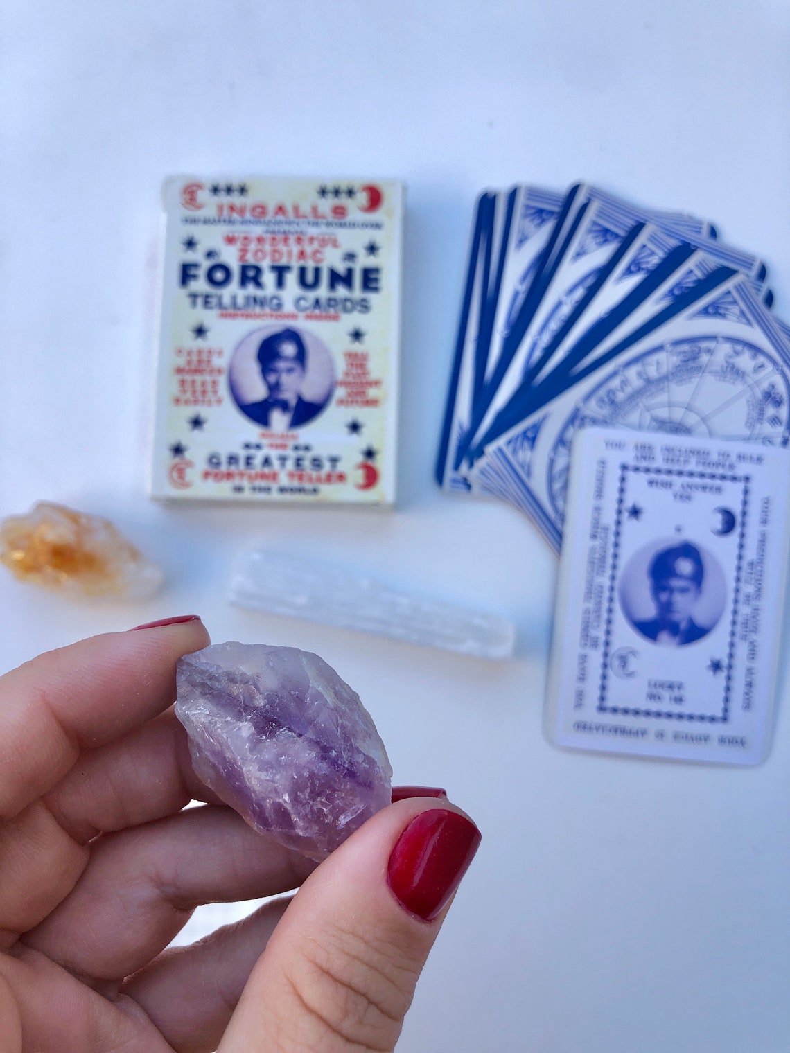 Fortune Telling Cards & Crystals Set Intuition Spiritual Etsy
