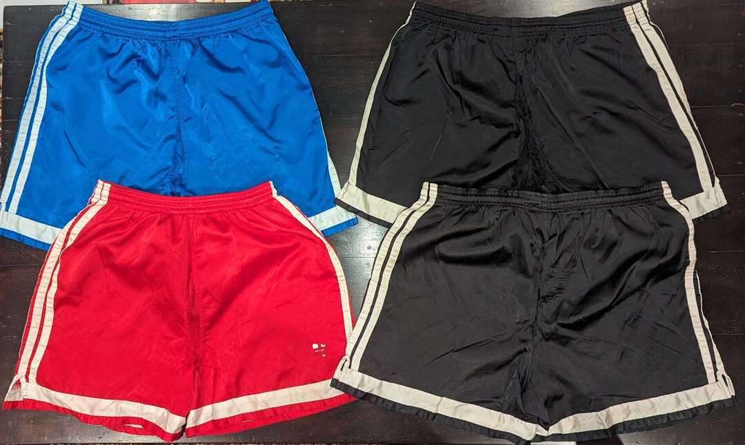 Lot of 4 Vintage Adidas Soccer Shorts Red Blue Black White Equipment Spezial Nylon Running