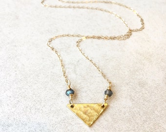 Triangle Necklace, 14K Gold Filled Necklace, Mother's Day Gift, Prism Necklace, Dainty Necklace, Layering Necklace, Bridesmaid Necklace
