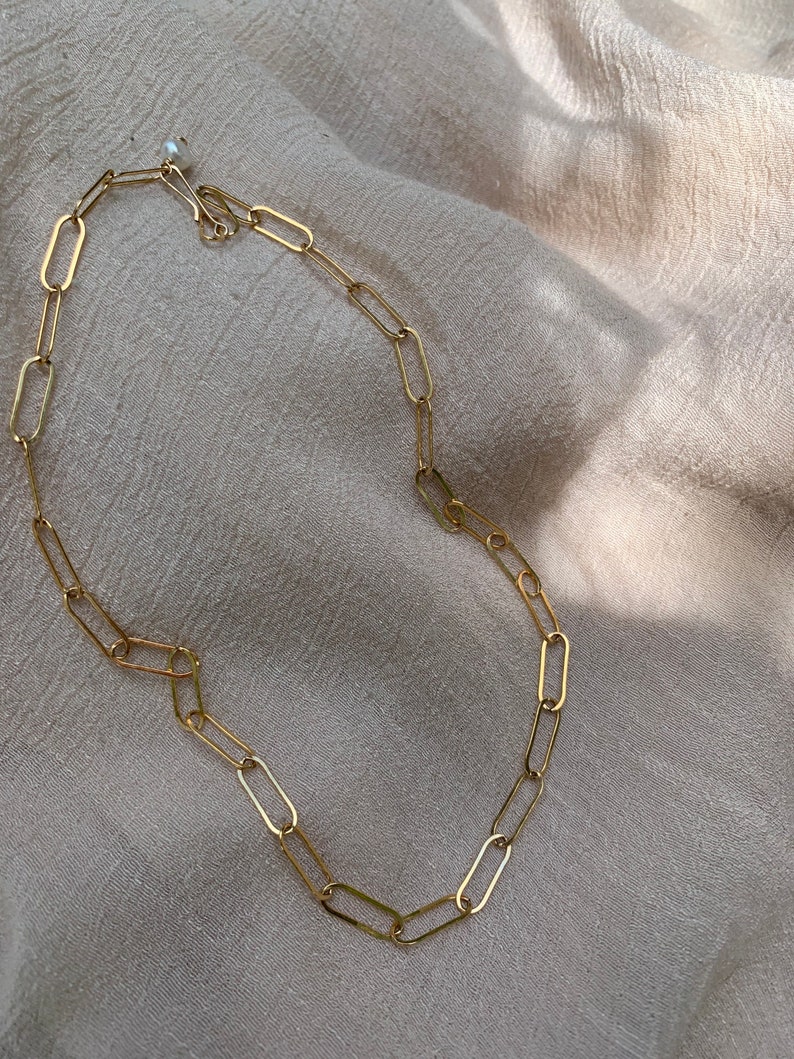 Büroklammer Kette Halskette 14K Goldfilled Paperclip Kette Dicke Gold Halskette Schwere Kette Halskette Gold Layering Halskette Gold Bild 3