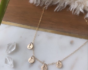 14K Gold Filled LOVE Necklace, Coin Necklace, Hand hammered Coin, Mother's Day Gift, Stamped Necklace, Layering Necklace, Dainty Necklace