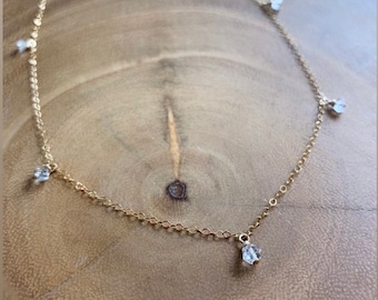 14K Gold filled Herkimer Diamond Choker • Dainty Layering Choker • Simple Necklace • Crystal Necklace • Gifts for her • Quartz Choker • Gold